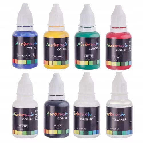 Akril Airbrush Festék Készlet Tisztítóval és Hígítóval