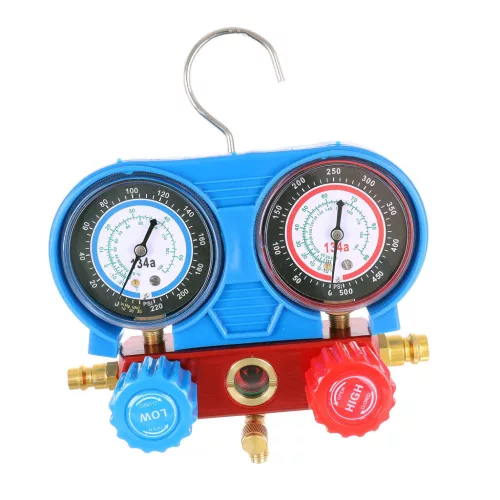 Professzionális R134a klímateszter és töltő készlet manométerrel