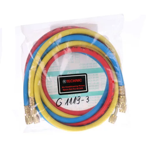 Professzionális klíma töltőcső készlet R134A / R1234YF rendszerekhez (3 db, 1/4" SAE)