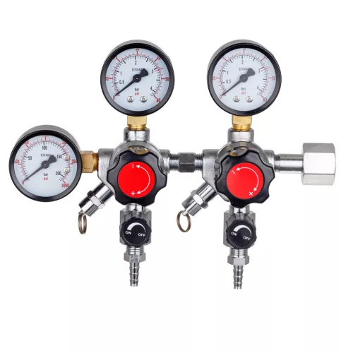 Kétkörös CO2 Nyomáscsökkentő Reduktor, 3 Manométerrel