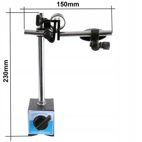 Professzionális Mágneses Mérőóra Állvány, Kapcsolható Talppal - 150 mm Kar, 8 mm Befogás
