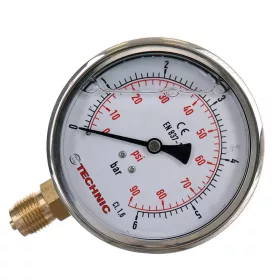   TC Technic Glicerin Töltésű Manométer 0-6 bar, 100 mm, 1/2"