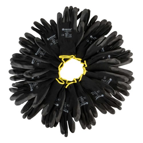 Fekete Poliuretán Munkakesztyű, 9-es méret