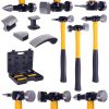 Technic HD-100 7 darabos autó karosszéria javító készlet, üvegszálas nyelű kalapácsokkal, szénszálas nyelekkel