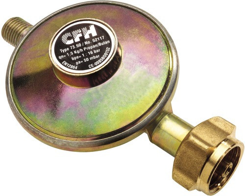 CFH 50mbar Nyomásszabályozó Gázpalackhoz, 1/4" Menet, Propán-Bután