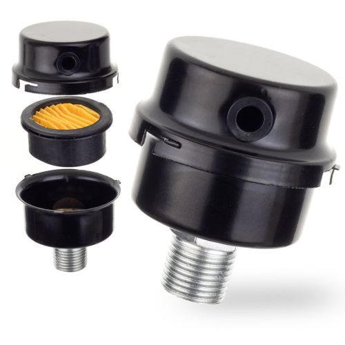Fémházas Bemeneti Légszűrő Kompresszorhoz 1/2" Menettel - TC Technic CS-12M, Redőzött Szűrő, Fémházas Kialakítás