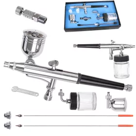   Professzionális Airbrush Szett 3 Fúvókával és Gyorscsatlakozóval