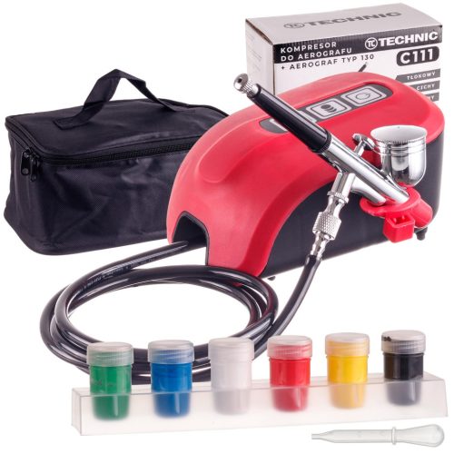 Mini Airbrush Kompresszor Festékregulációval és Kompresszor - TC Technic C111
