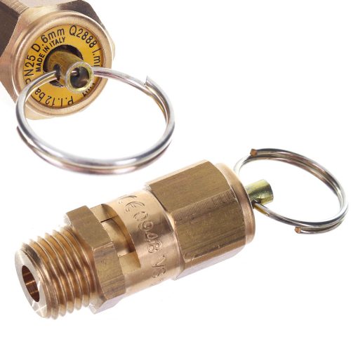Biztonsági szelep kompresszorhoz - 1/4" menetes csatlakozó, 12 bár, sárgaréz anyag, 2888 l/perc átfolyás - Air Tek