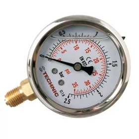   TC Technic Glicerin Töltésű Nyomásmérő Óra 63 mm, 0-2,5 bar, 1/4" Alsó