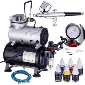   TC-20TK Airbrush Kompresszor Szett – Olajmentes, 3L Tartállyal