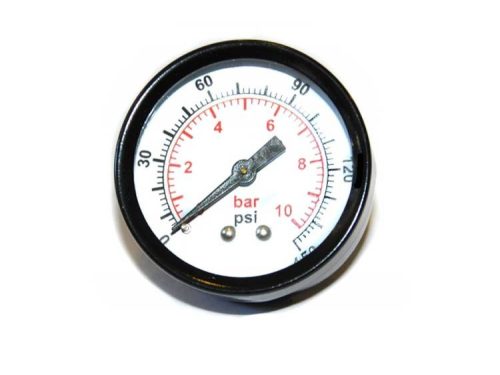 Manométer Nyomásmérő Óra 0-10 bar, 50 mm Fém Ház, 1/4" Hátsó Csatlakozás