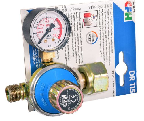 CFH Nyomáscsökkentő Propán-Bután Palackhoz, 1-4 Bar, Manométerrel