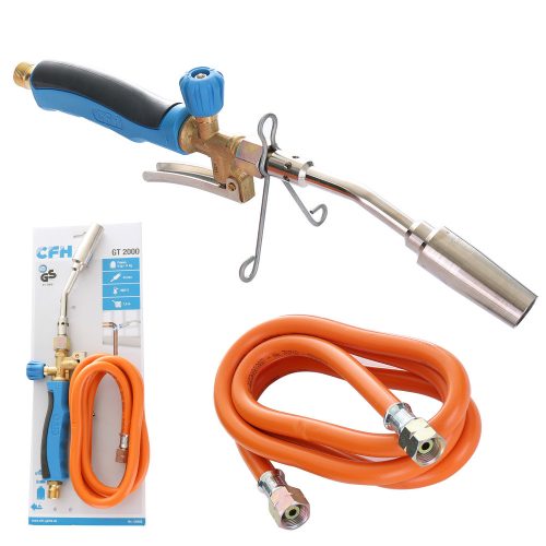 Turbó Kézi Forrasztókészülék Gáztömlővel - CFH GT2000 52060, 24 mm-es Fejjel, 2000 °C Lánghőmérséklettel