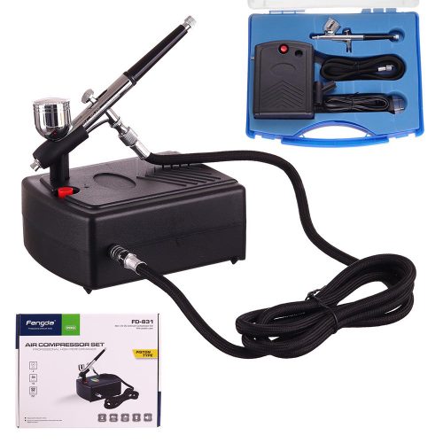 Fengda BD-831 Komplett Airbrush Festő Csomag Kompresszorral Mobil Művészek Részére - 0,2 mm Fúvókával