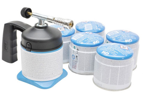 CFH LM1000 Forrasztóégő Készlet 5x190g Gázpatronnal, 650°C