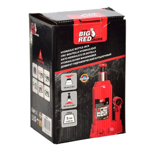 Nagy Piros T90504D Hidraulikus Oszlopos Emelő, 5T teherbírás, Műanyag Kofferben