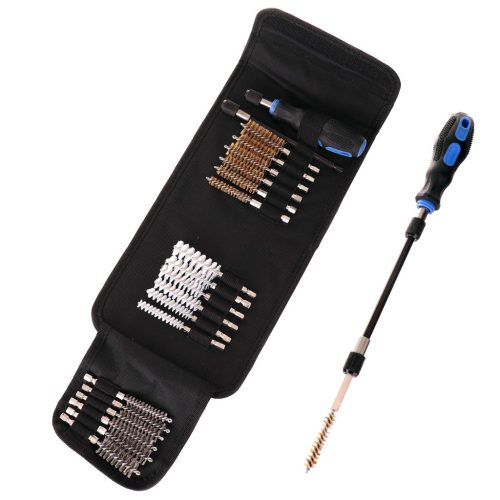 TC Technic SK2647 Kefe Készlet az Izzítógyertya és Injektor Aljzatok Tisztításához (20 darabos, 3 fajta sörteanyag, 8-19 mm átmérők)