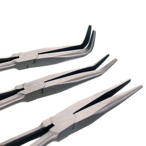 275 mm-es Hosszú Fogó Készlet, 3 darabos, Hajlított és Egyenes