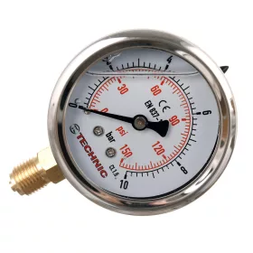   Manométer Nyomásmérő 0-10 Bar Glicerin Csillapítással 1/4"