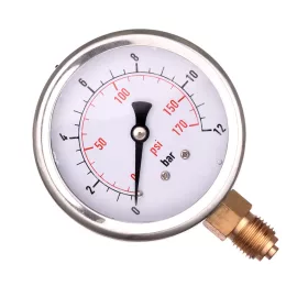   Glicerines Nyomásmérő Óra, 0-12 bar, 1/4" Alsó Csatlakozás