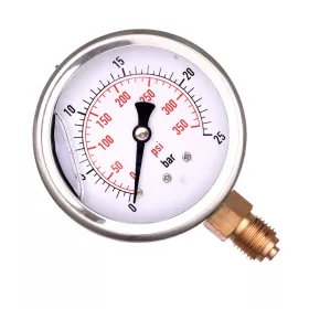   Glicerin Nyomásmérő 0-25 bar, 1/4" Alsó Csatlakozás