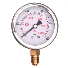   Glicerines Manométer 0-1000 bar, 1/4" Alsó Csatlakozással