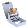 TC Technic 28540 Titán Fém Fúrószár Készlet Fém Tokban HSS Gyorsacél Titán-Nitrid Bevonattal 1-10 mm (19 Darabos)