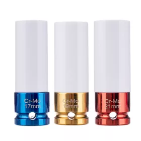   Védőbevonatos Gépi Dugókulcs Készlet Alufelnihez, 1/2" (17, 19, 21 mm)