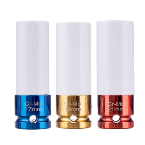 Ütőaljzat készlet könnyűfém keréktárcsákhoz - 17 mm, 19 mm, 21 mm, 1/2"-os Csatlakozással
