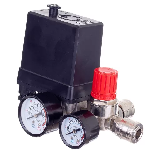 Technic PL400-2 Kompresszor Nyomáskapcsoló, 400V, Nyomásszabályzóval és 2 Mérőórával