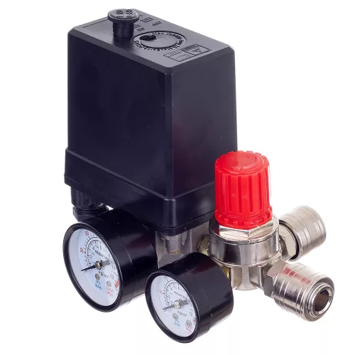 Technic PL400-2 Kompresszor Nyomáskapcsoló, 400V, Nyomásszabályzóval és 2 Mérőórával