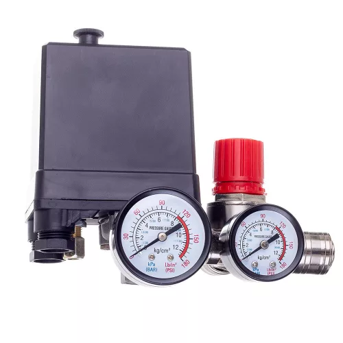 Technic PL400-2 Kompresszor Nyomáskapcsoló, 400V, Nyomásszabályzóval és 2 Mérőórával
