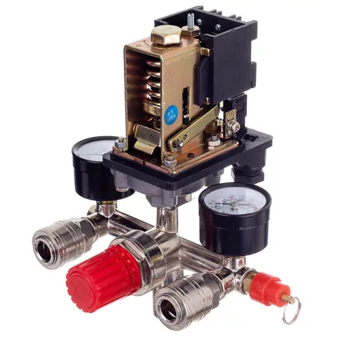 Technic PL-400 Nyomáskapcsoló, 400V, 1/2", Két Manométerrel