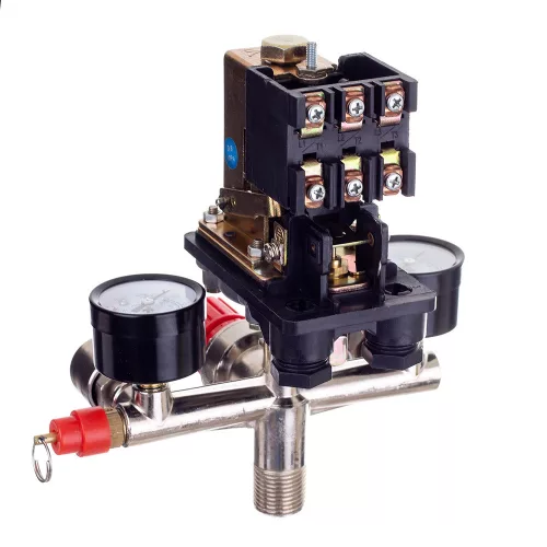 Technic PL-400 Nyomáskapcsoló, 400V, 1/2", Két Manométerrel