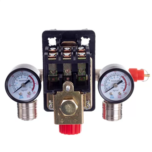 Technic PL-400 Nyomáskapcsoló, 400V, 1/2", Két Manométerrel