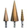 Kúpos Lépcsős Fúrókészlet Fémhez 4-32mm, Gyorsacél Titán Bevonattal, 3 részes