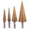 Kúpos Lépcsős Fúrószár Készlet Fémhez, HSS TiN, 3-32 mm