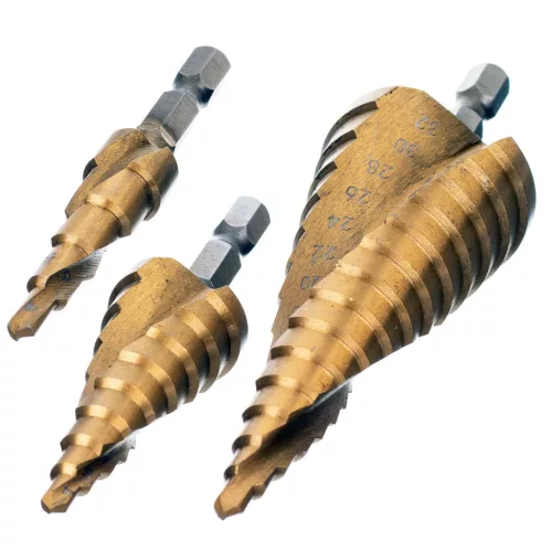 TC Technic Lépcsős Kúpos Fúrószár Készlet, 3 db, 4-32 mm, Titán Bevonattal