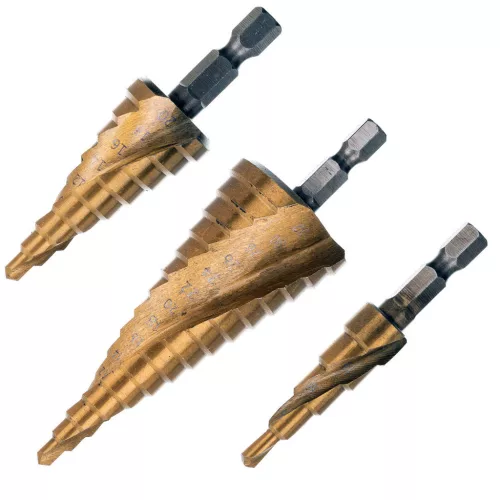 TC Technic Lépcsős Kúpos Fúrószár Készlet, 3 db, 4-32 mm, Titán Bevonattal