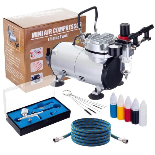 Precíziós Airbrush Csomag 125 W Olajmentes Kompresszorral Szépségszalonoknak, Tetováláshoz és Modellezéshez