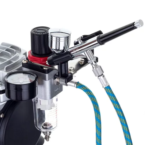 Professzionális Airbrush Szett 125W Kompresszorral és Festékekkel