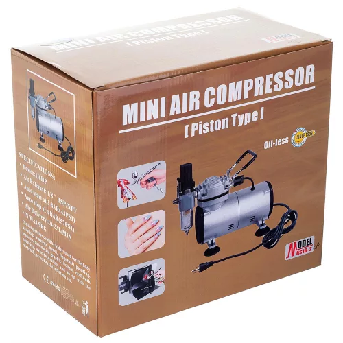 Professzionális Airbrush Szett 125W Kompresszorral és Festékekkel