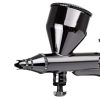Professzionális Airbrush Festőpisztoly Horganyzott Rézből, 0,3 mm-es Fúvókával, 7 ml Tartállyal, Dupla Működésű, 1/8" Levegőcsatlakozóval - Technic X302 Szürke