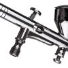 Professzionális Airbrush Festőpisztoly Horganyzott Rézből, 0,3 mm-es Fúvókával, 7 ml Tartállyal, Dupla Működésű, 1/8" Levegőcsatlakozóval - Technic X302 Szürke