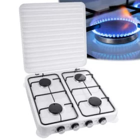   Négyégős Hordozható Gáztűzhely Kempingezéshez, 8.8 kW, Fehér