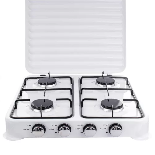 Négyégős Hordozható Gáztűzhely Kempingezéshez, 8.8 kW, Fehér