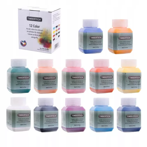 Fengda Timbertech Mix-II Akril Airbrush Festékkészlet, 12 x 30 ml