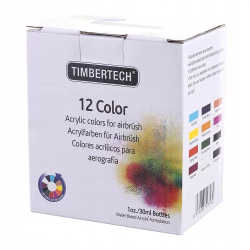 Fengda Timbertech Mix-II Akril Airbrush Festékkészlet, 12 x 30 ml