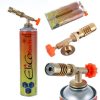Gázfáklya és Forrasztópisztoly Készlet 2x600 ml ElicoCamp Gázpatronnal, 1300 °C, 3,3 KW, Csavar 7/16′ Szelep